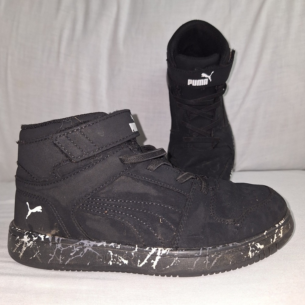 Puma Rebound Layup High Top Sneakers Size 2.5C Youth Black & White